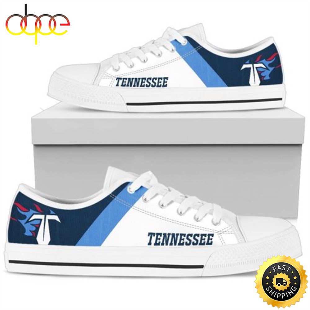 Sportswearmerch Tennessee Titans NFL White Navy Blue Low Top Canvas Sneakers Shoes For Men And Women