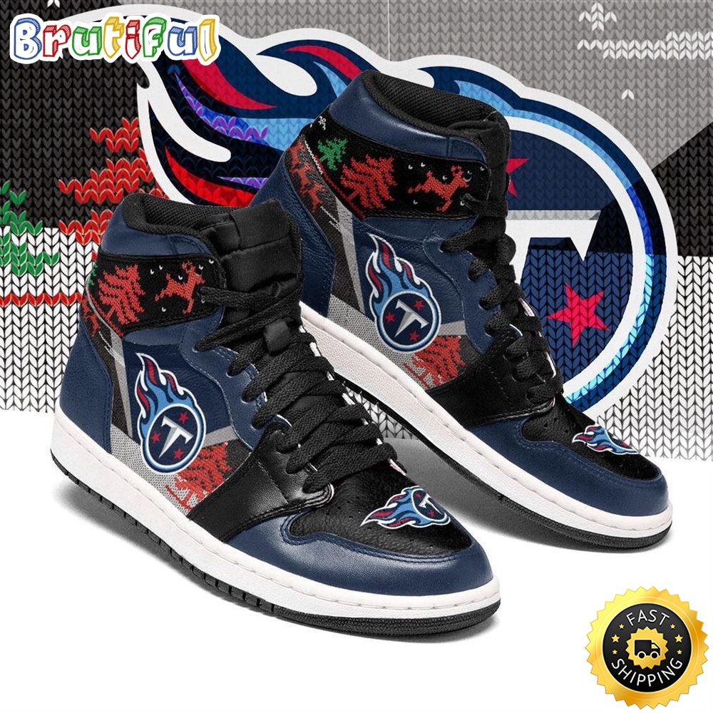 Sportswearmerch Tennessee Titans NFL x Christmas AJ1 High Sneakers Shoes For Men And Women