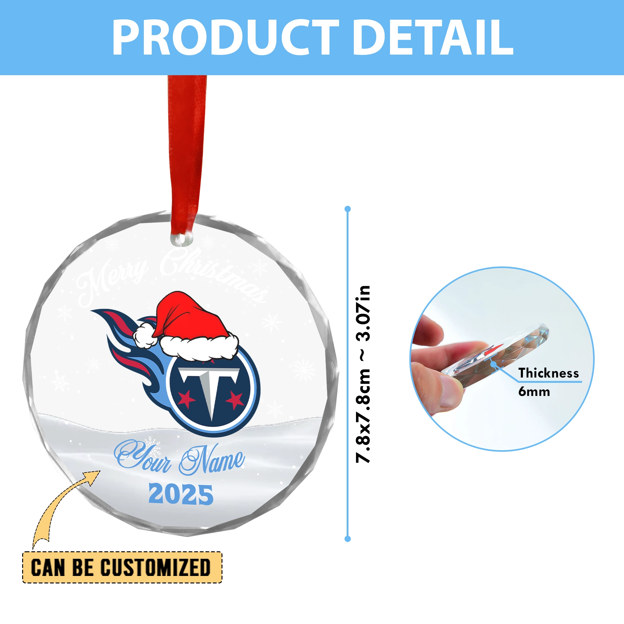 Sportswearmerch Tennessee Titans NFL x Christmas Glass Ornament Gift For Fan