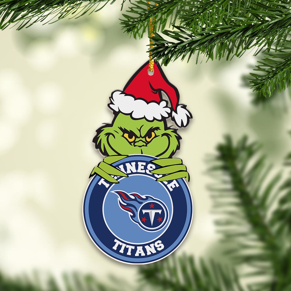 Sportswearmerch Tennessee Titans NFL x Grinch Christmas Acrylic Ornament For Fans