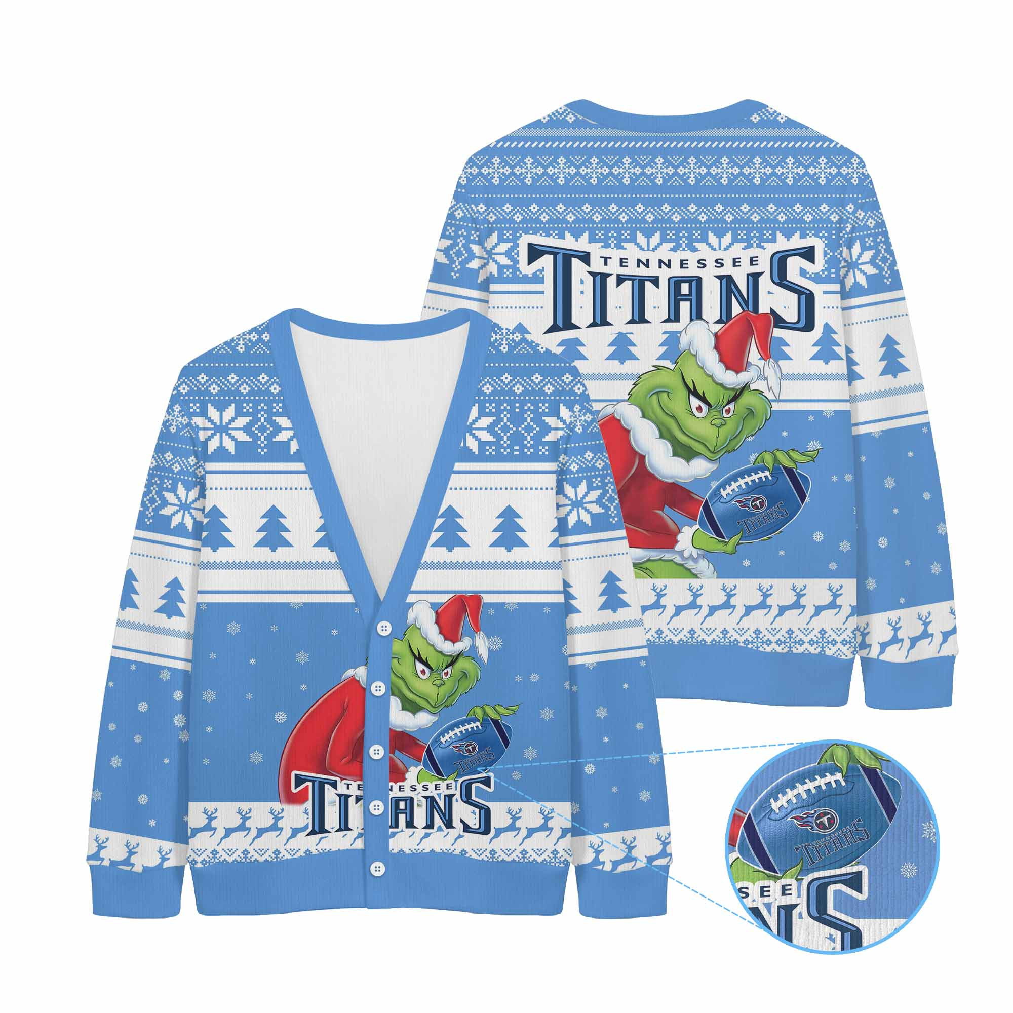 Sportswearmerch Tennessee Titans NFL x Grinch Christmas Cardigan For Fan