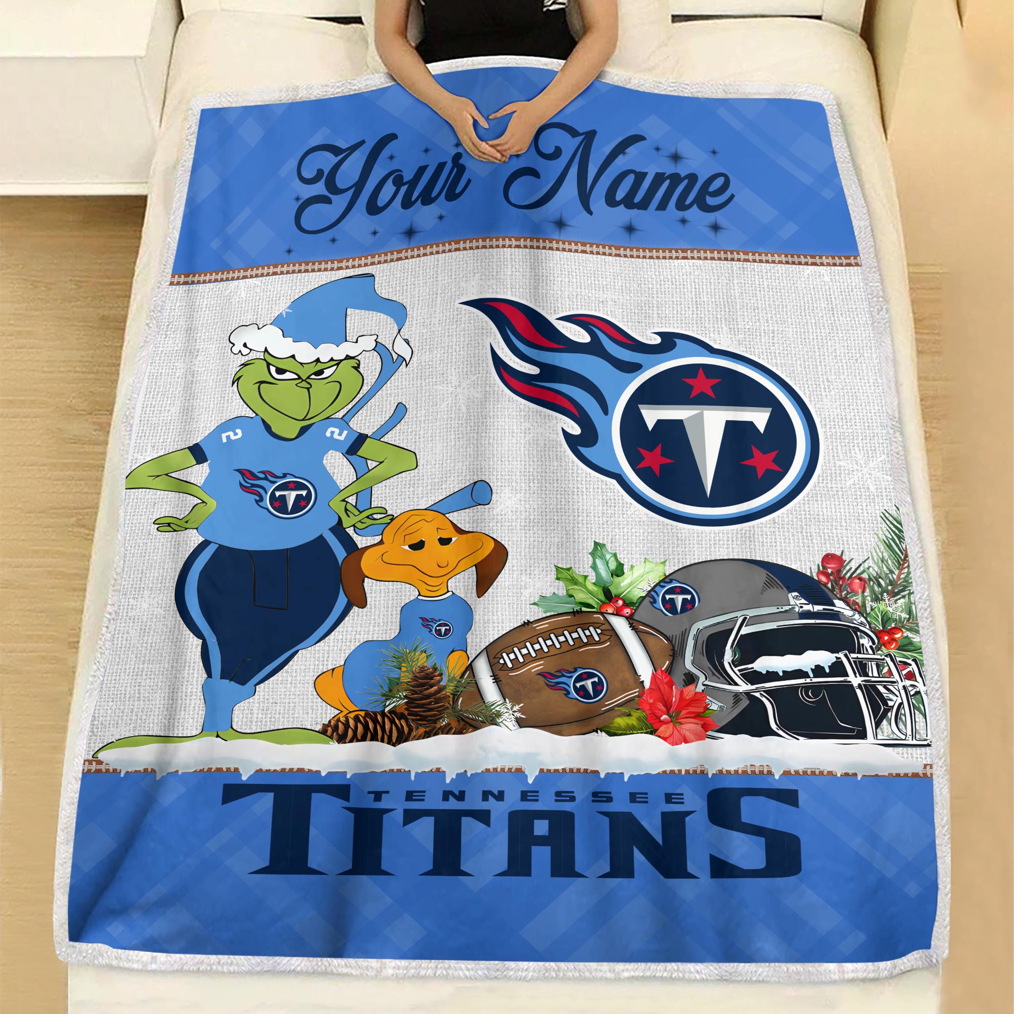 Sportswearmerch Tennessee Titans NFL x Grinch Christmas Fleece Blanket For Fan