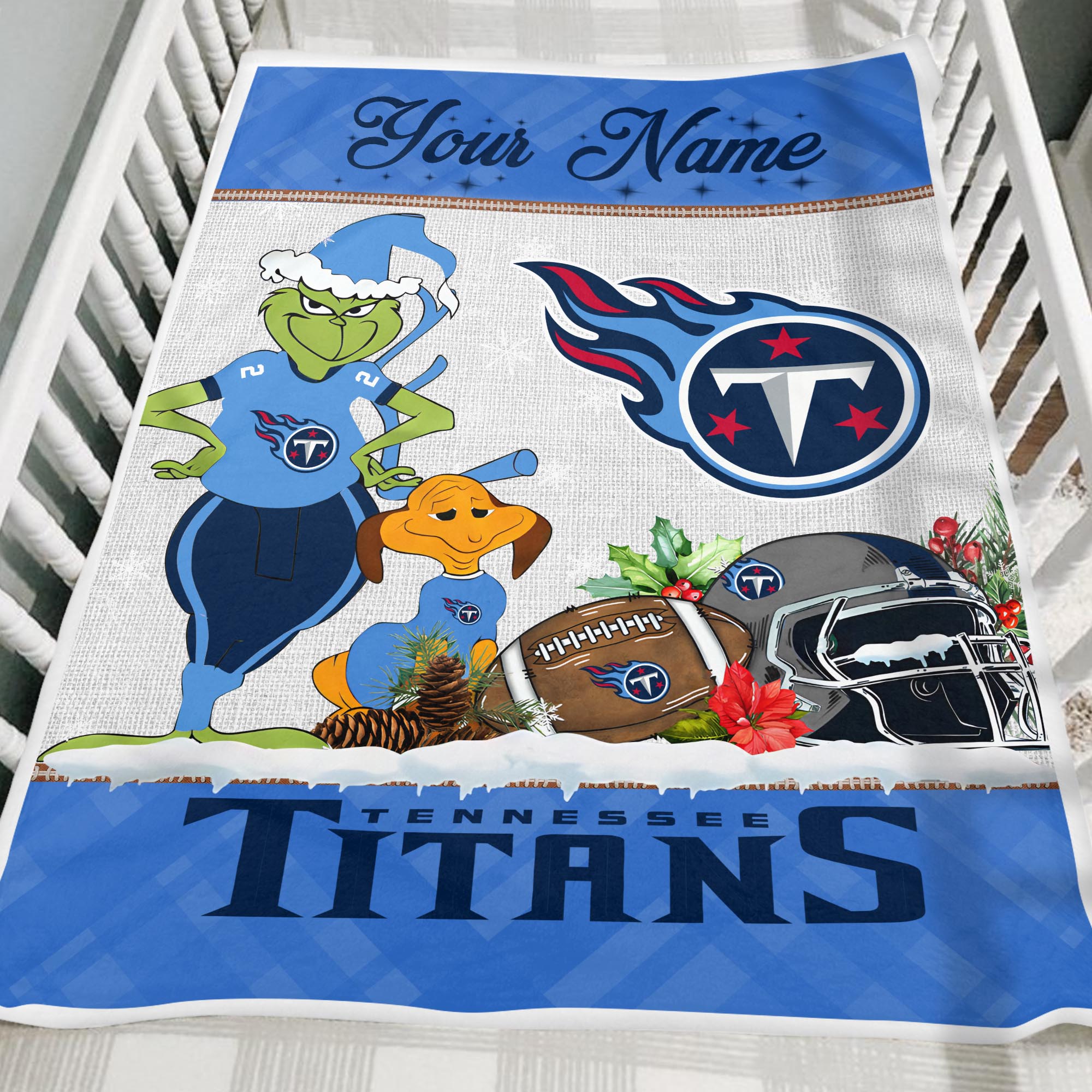 Sportswearmerch Tennessee Titans NFL x Grinch Christmas Fleece Blanket For Fan