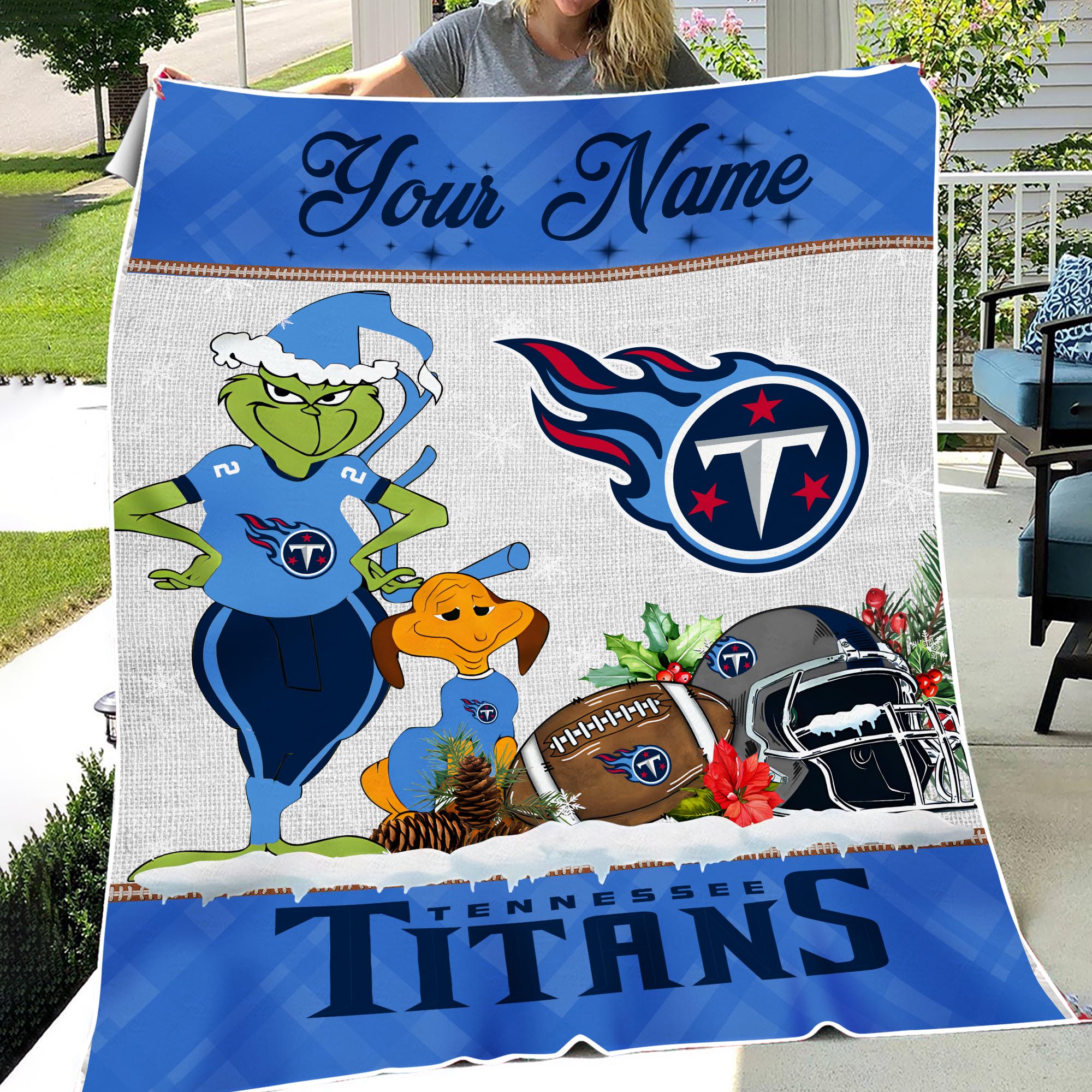 Sportswearmerch Tennessee Titans NFL x Grinch Christmas Fleece Blanket For Fan