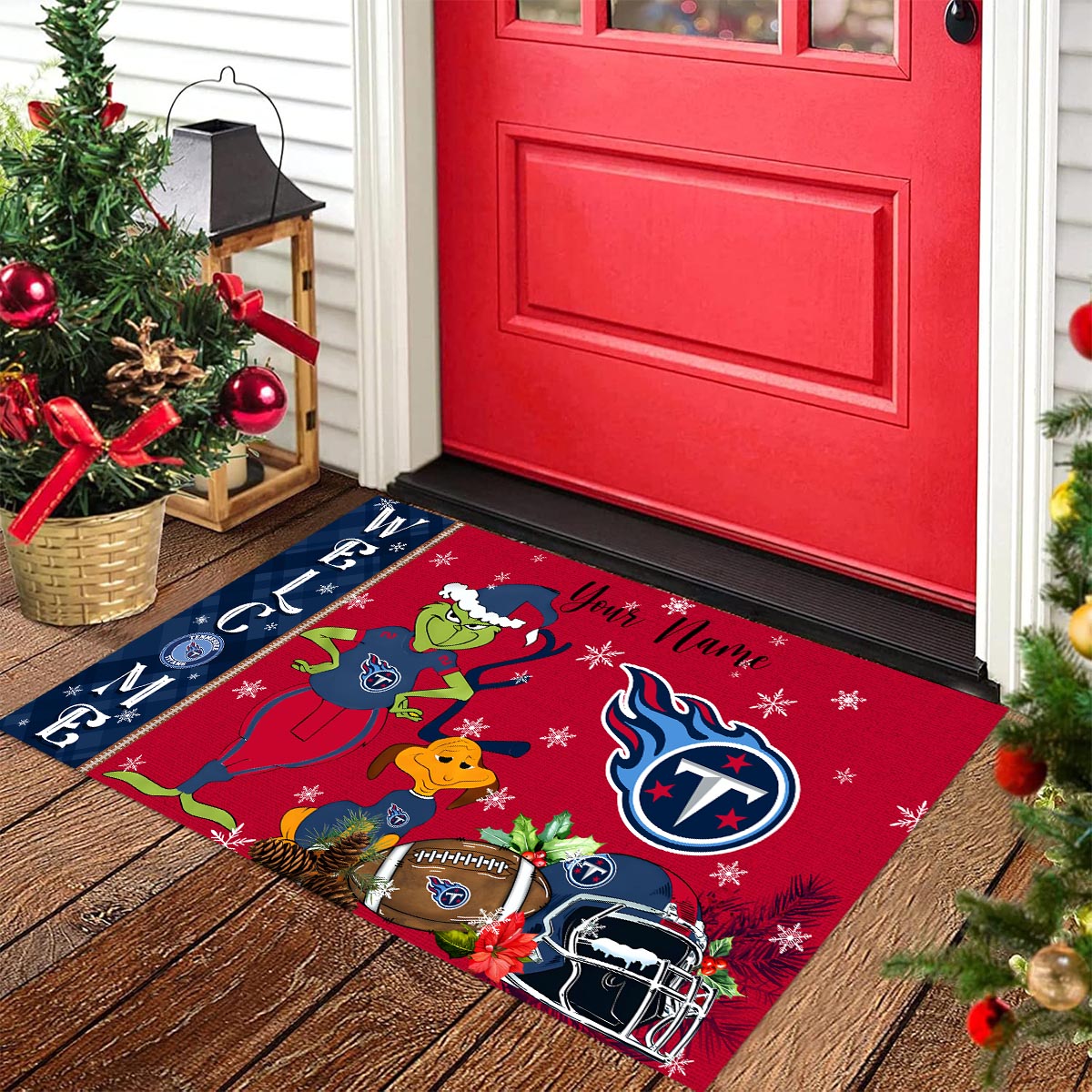 Sportswearmerch Tennessee Titans NFL x Grinch Christmas Welcome Football Doormat For Fan