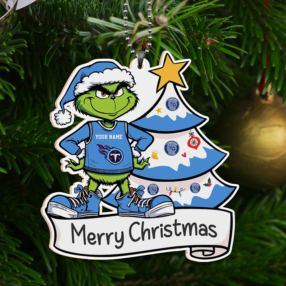 Sportswearmerch Tennessee Titans NFL x Grinch Merry Christmas Acrylic Ornament For Fans
