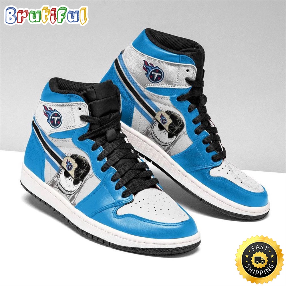 Sportswearmerch Tennessee Titans NFL x Jack Skellington AJ1 High Sneakers Shoes For Men And Women