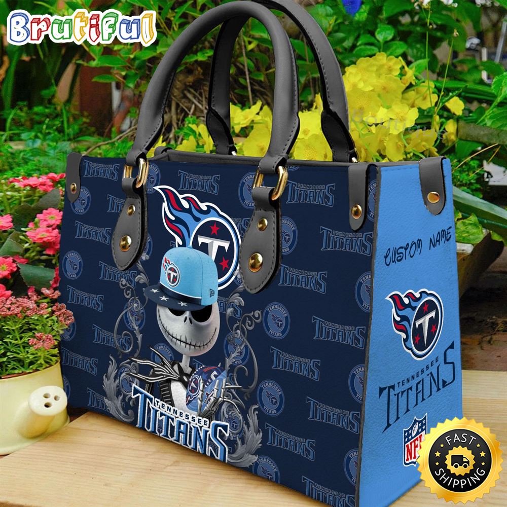 Sportswearmerch Tennessee Titans NFL x Jack Skellington Women Leather Bag For Fan