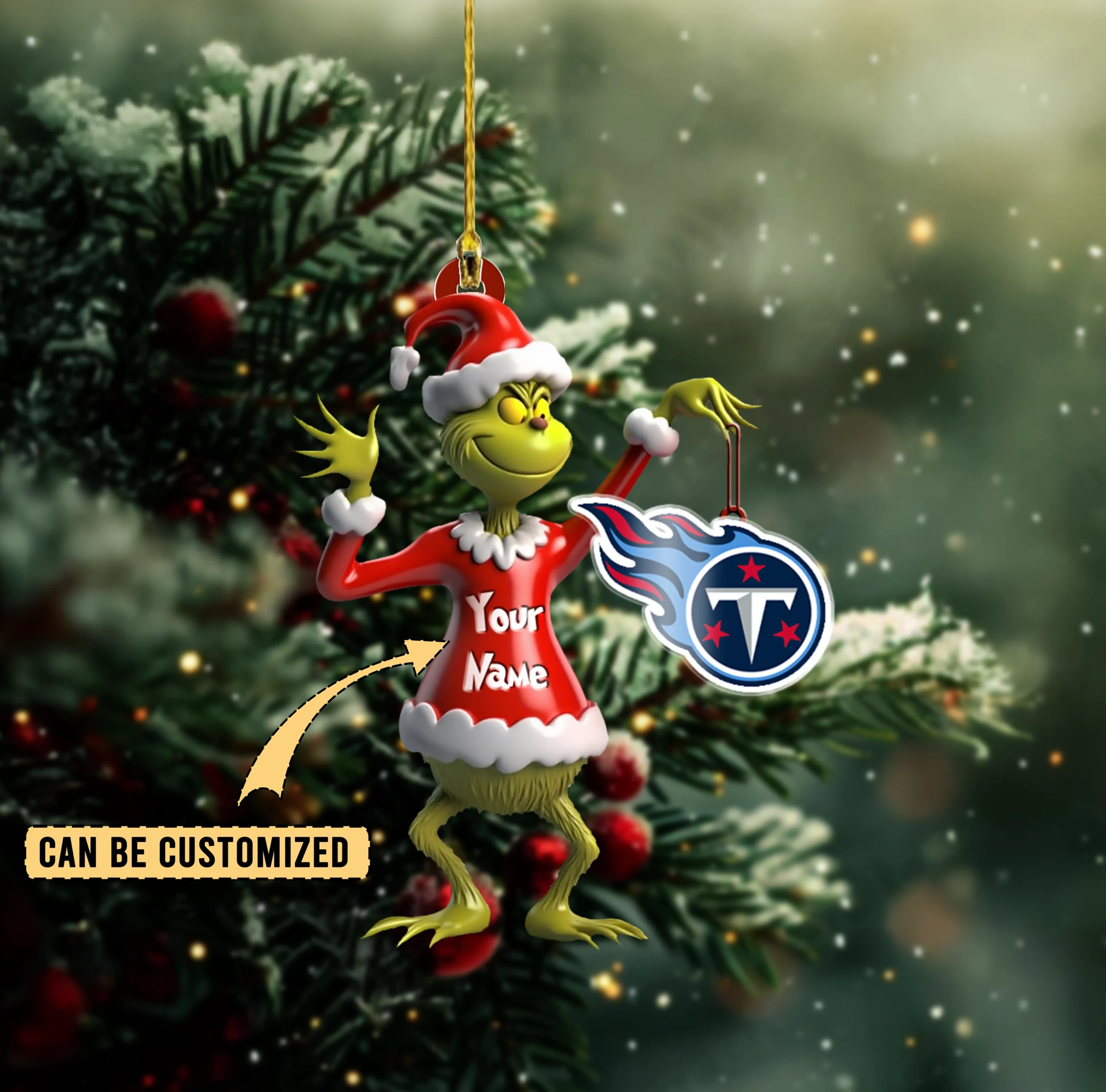 Sportswearmerch Tennessee Titans NFL x The Grinch Acrylic Ornament Gift For Fans