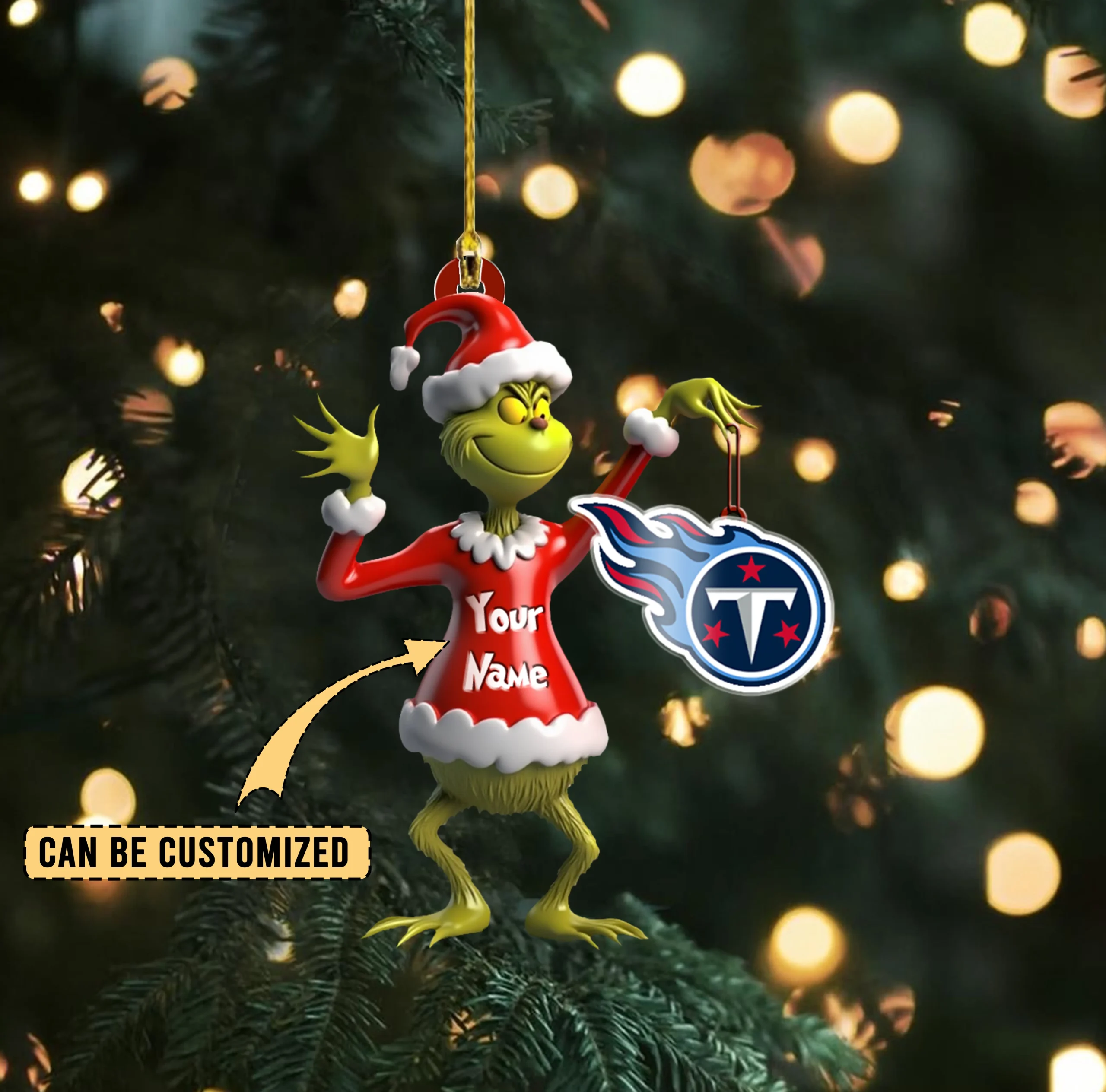 Sportswearmerch Tennessee Titans NFL x The Grinch Acrylic Ornament Gift For Fans
