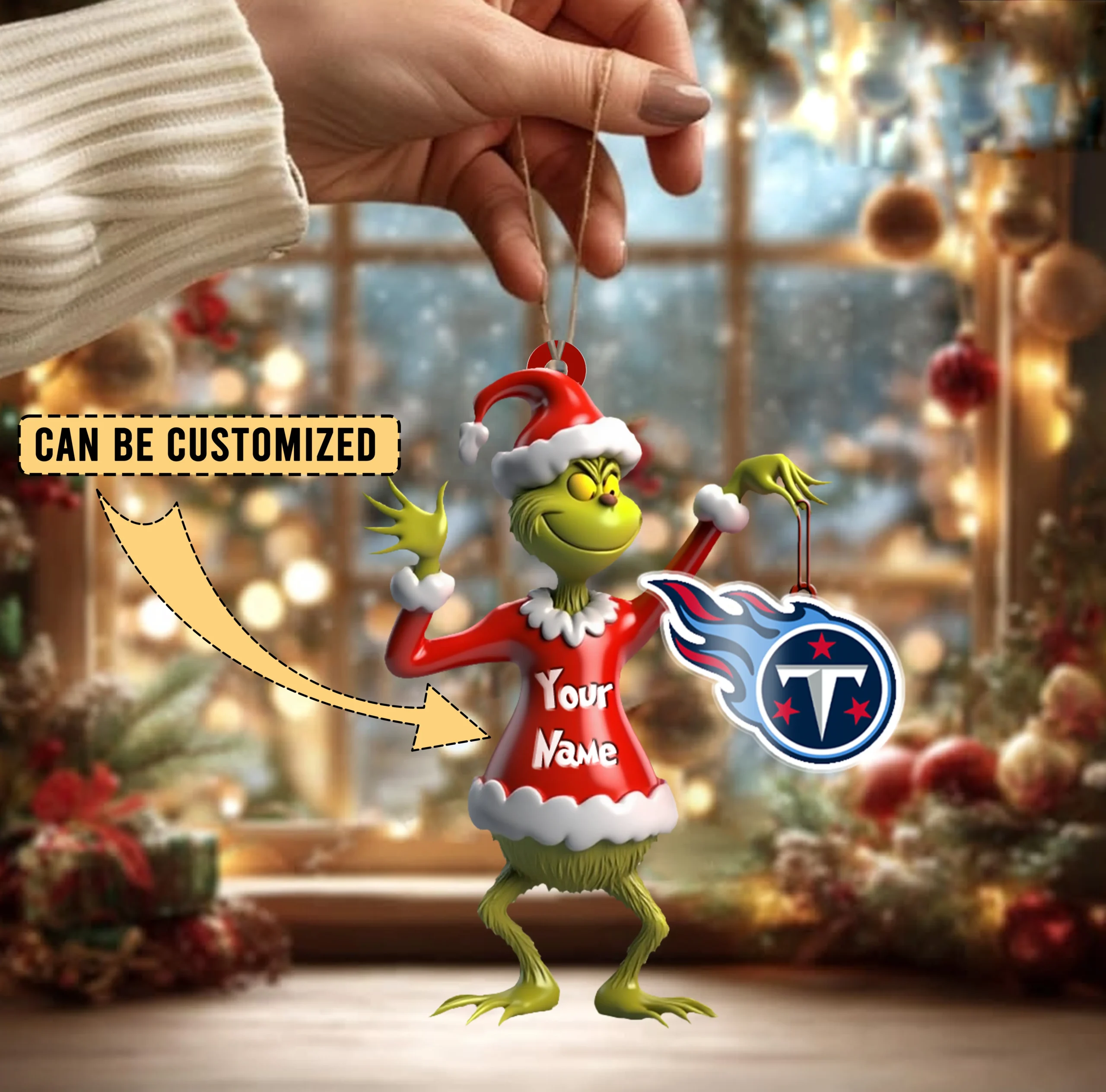 Sportswearmerch Tennessee Titans NFL x The Grinch Acrylic Ornament Gift For Fans