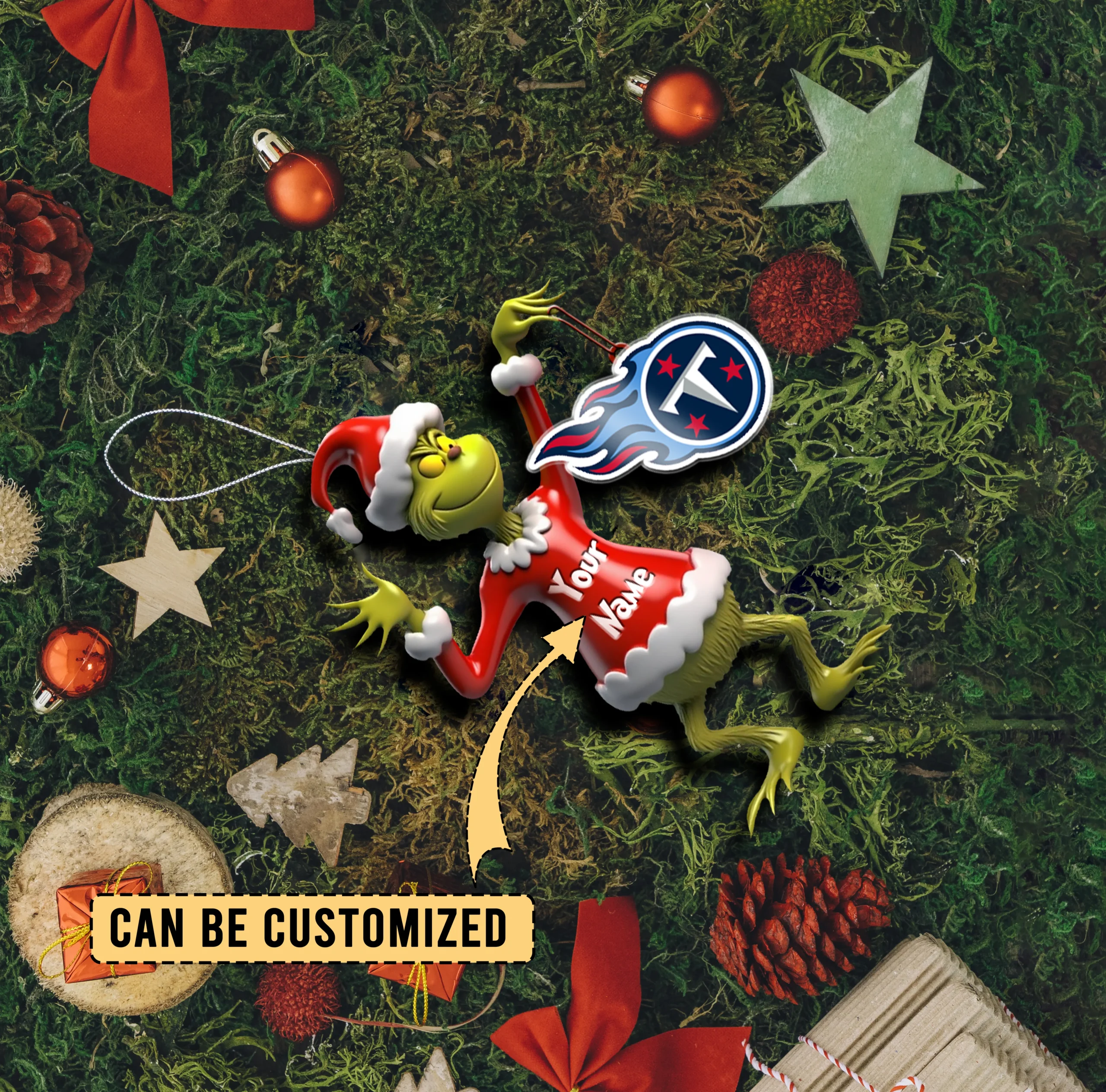 Sportswearmerch Tennessee Titans NFL x The Grinch Acrylic Ornament Gift For Fans
