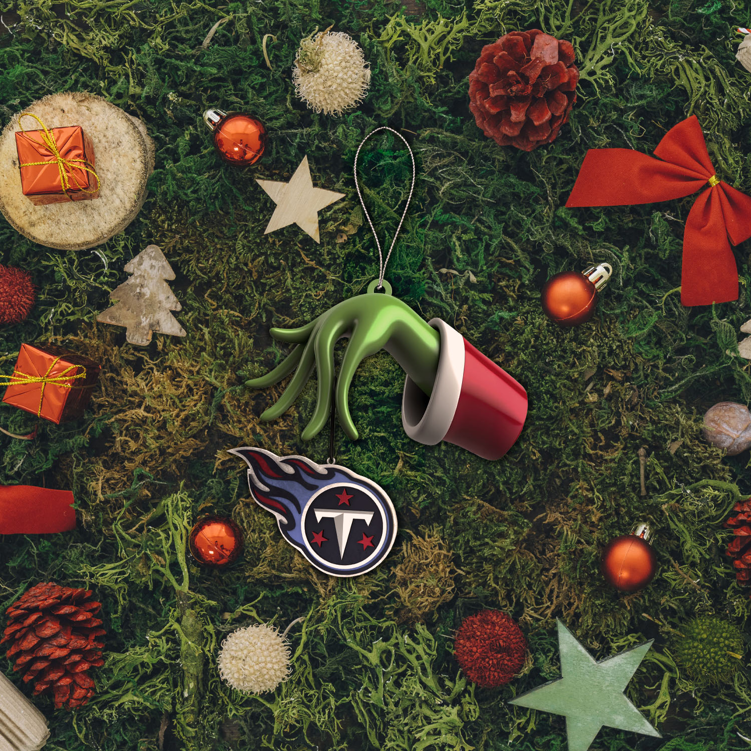 Sportswearmerch Tennessee Titans NFL x The Grinch Christmas Acrylic Mix Wooden Ornament Gift For Fans