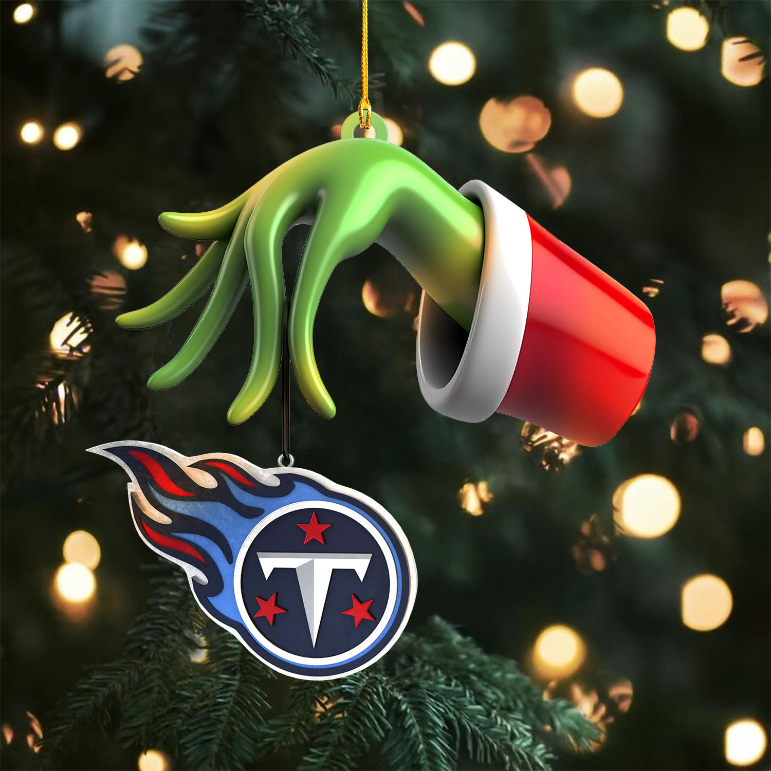 Sportswearmerch Tennessee Titans NFL x The Grinch Christmas Acrylic Mix Wooden Ornament Gift For Fans