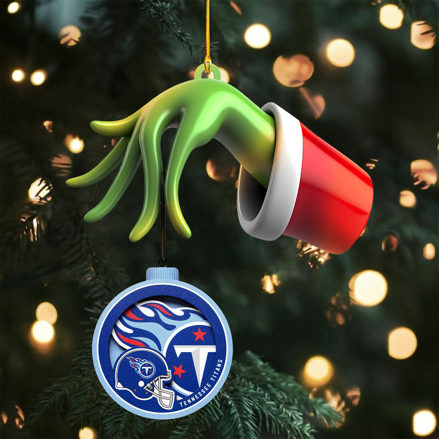Sportswearmerch Tennessee Titans NFL x The Grinch Christmas Acrylic Mix Wooden Ornament Gift For Fans