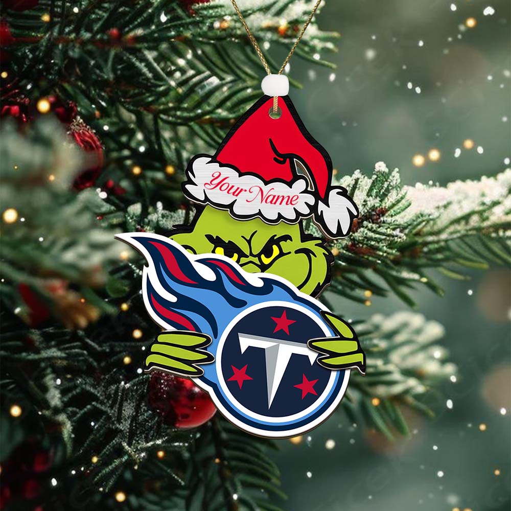 Sportswearmerch Tennessee Titans NFL x The Grinch Christmas Acrylic Ornament Gift For Fans