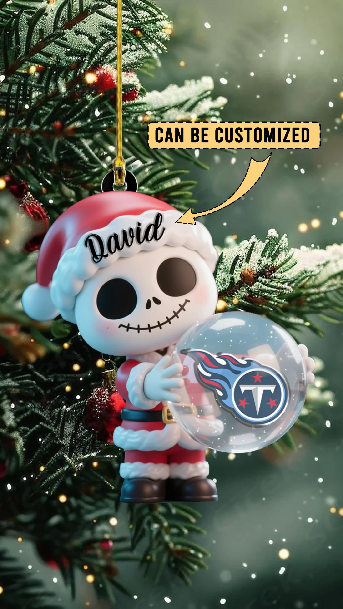 Sportswearmerch Tennessee Titans NFL x The Nightmare Before Christmas Acrylic Ornament Gift For Fans