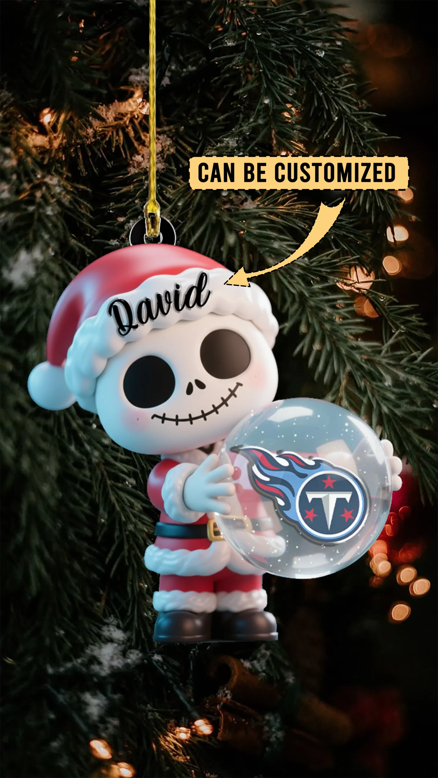 Sportswearmerch Tennessee Titans NFL x The Nightmare Before Christmas Acrylic Ornament Gift For Fans