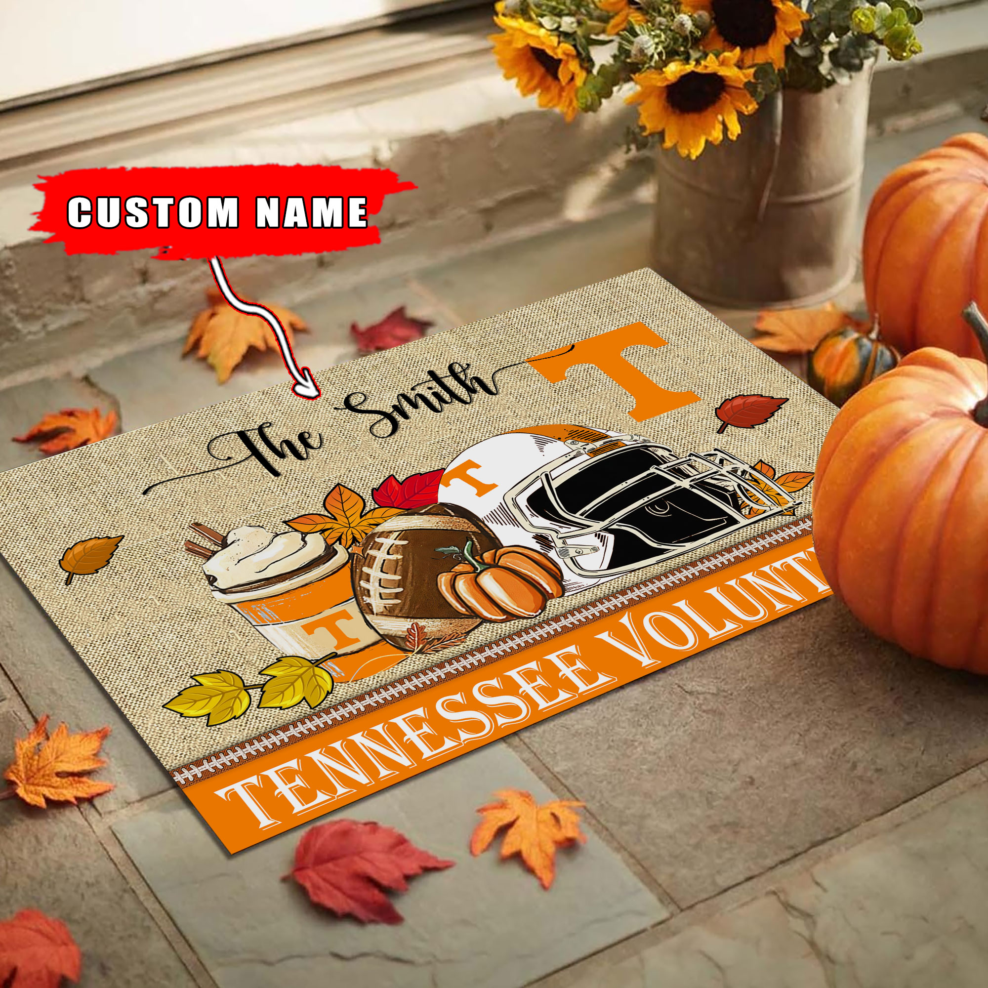 Sportswearmerch Tennessee Volunteers NCAA Fall Football Custom Doormat For Fan
