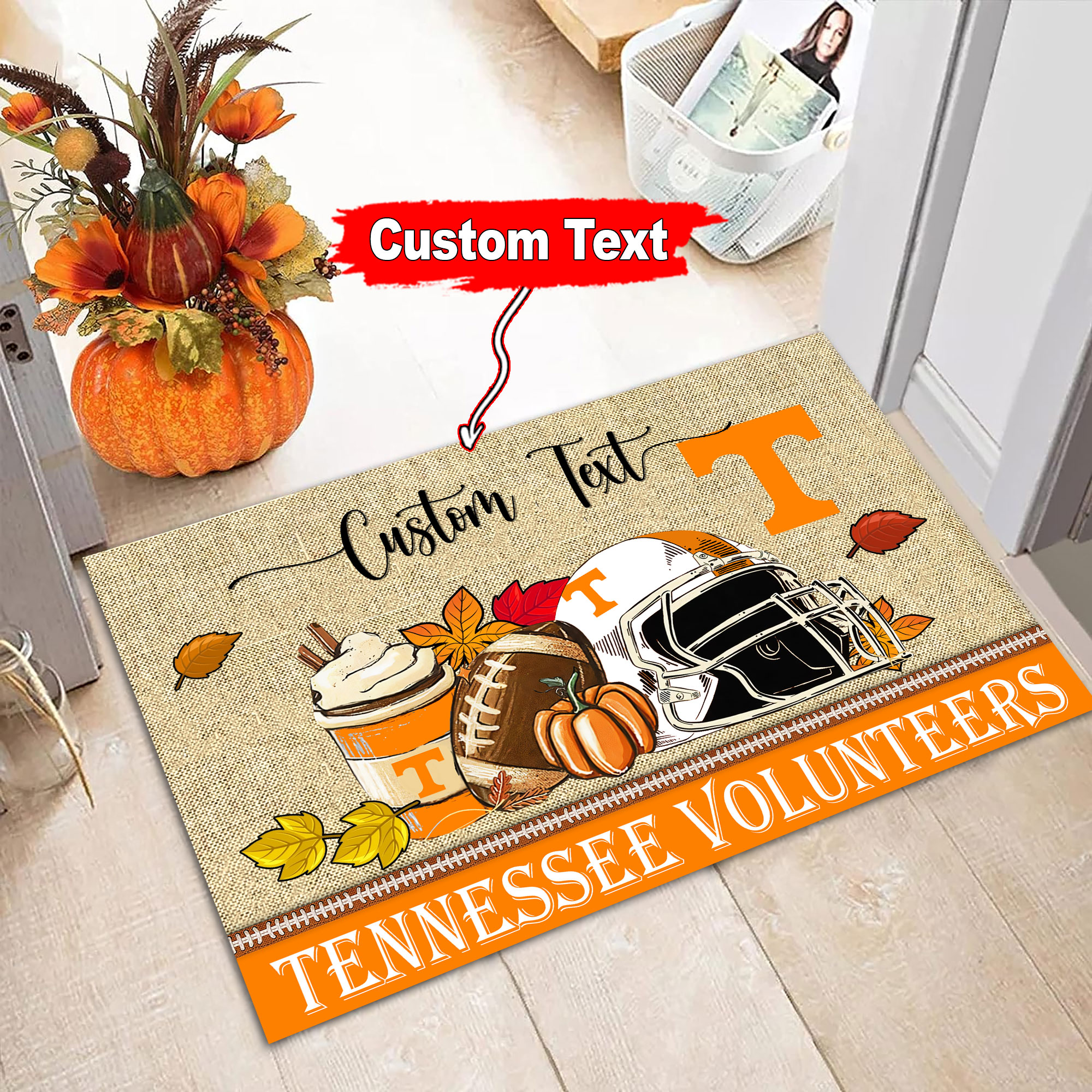 Sportswearmerch Tennessee Volunteers NCAA Fall Football Custom Doormat For Fan