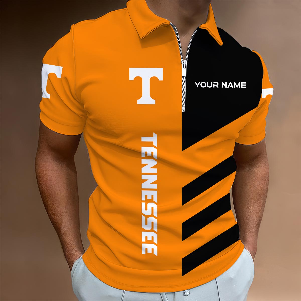Sportswearmerch Tennessee Volunteers NCAA Lapel Zip Polo Shirt For Fan