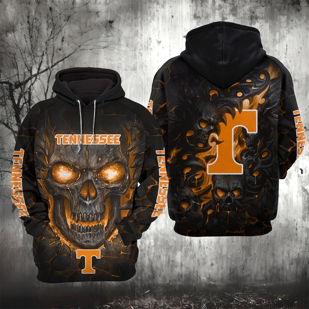 Sportswearmerch Tennessee Volunteers NCAA Lava Skull Hoodie For Fan