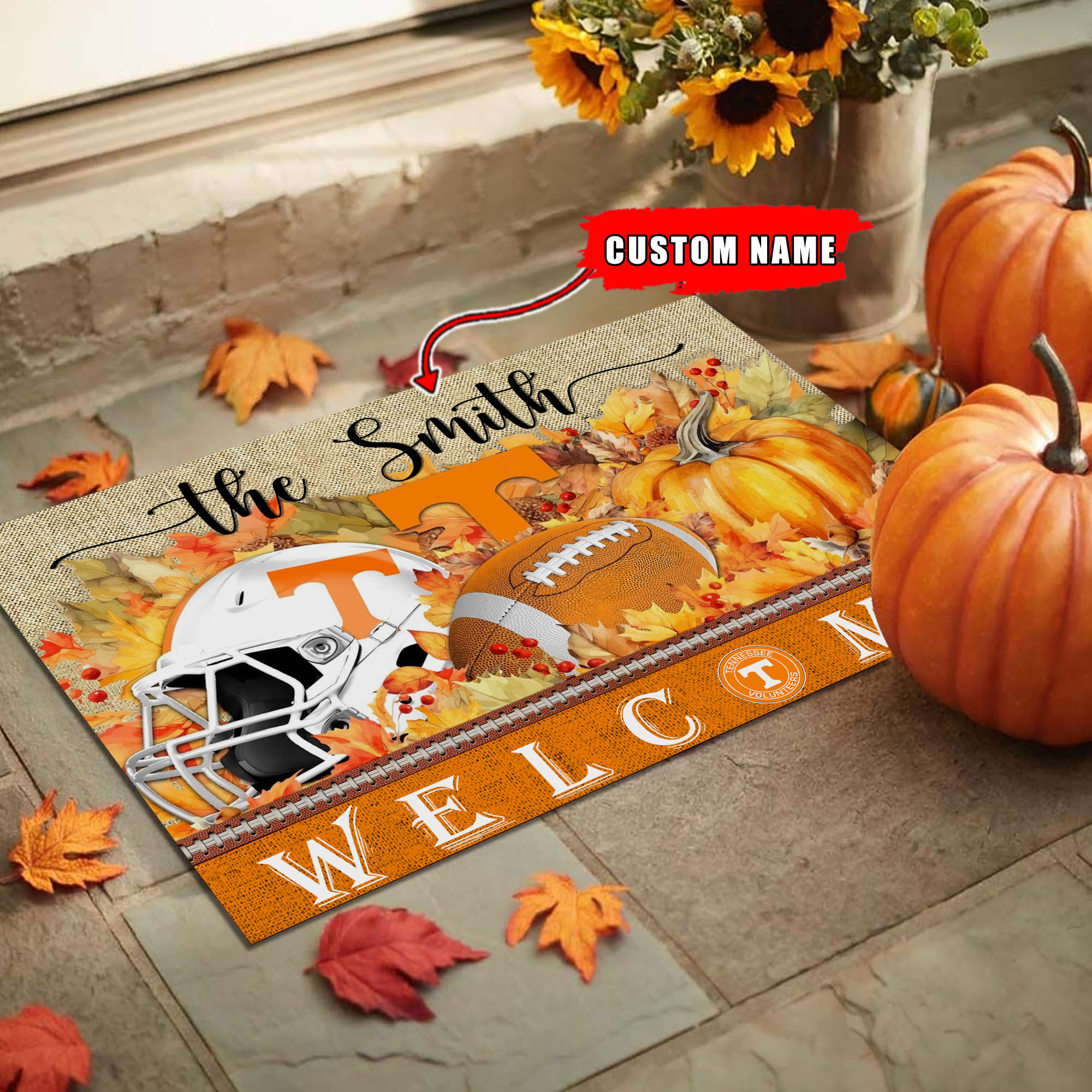 Sportswearmerch Tennessee Volunteers NCAA Welcome Fall Football Doormat For Fan