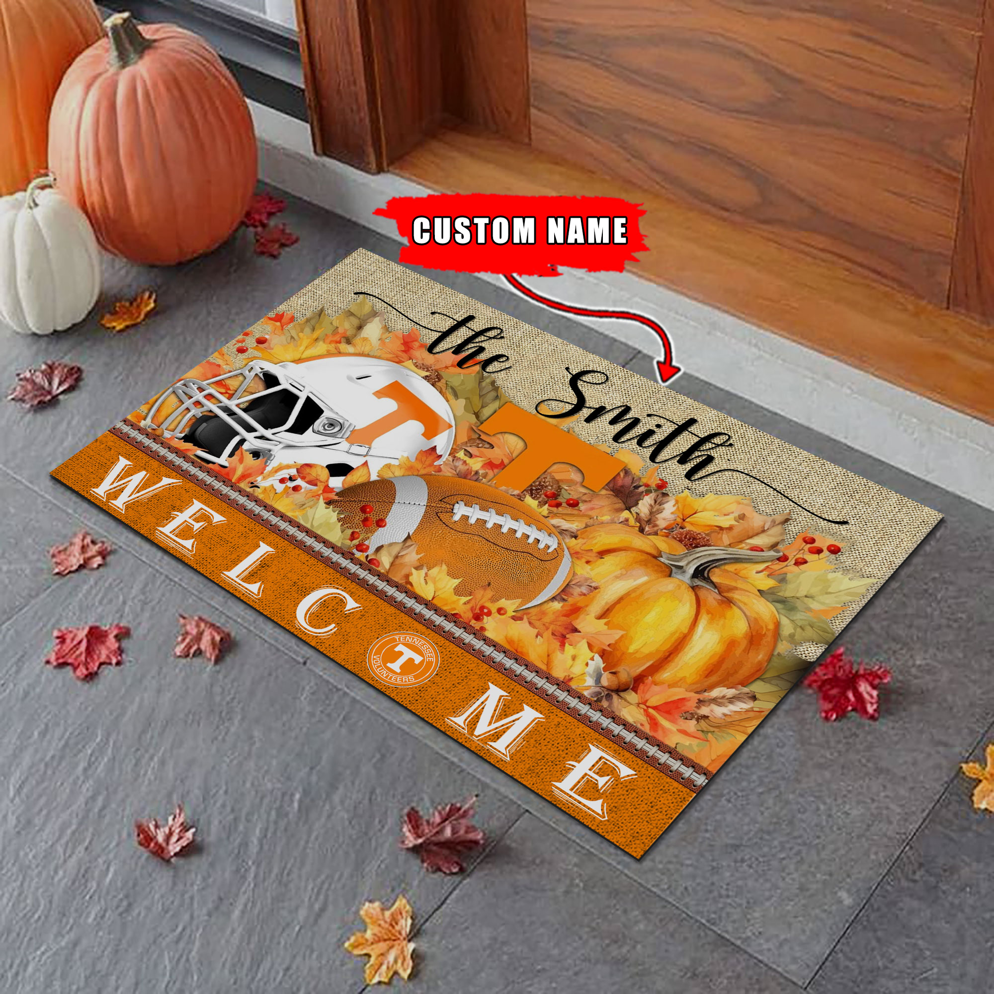 Sportswearmerch Tennessee Volunteers NCAA Welcome Fall Football Doormat For Fan