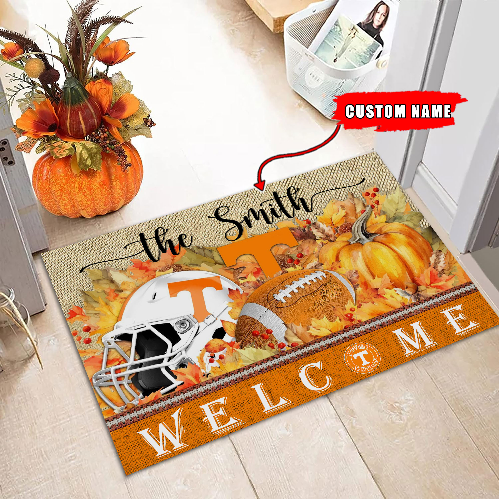 Sportswearmerch Tennessee Volunteers NCAA Welcome Fall Football Doormat For Fan