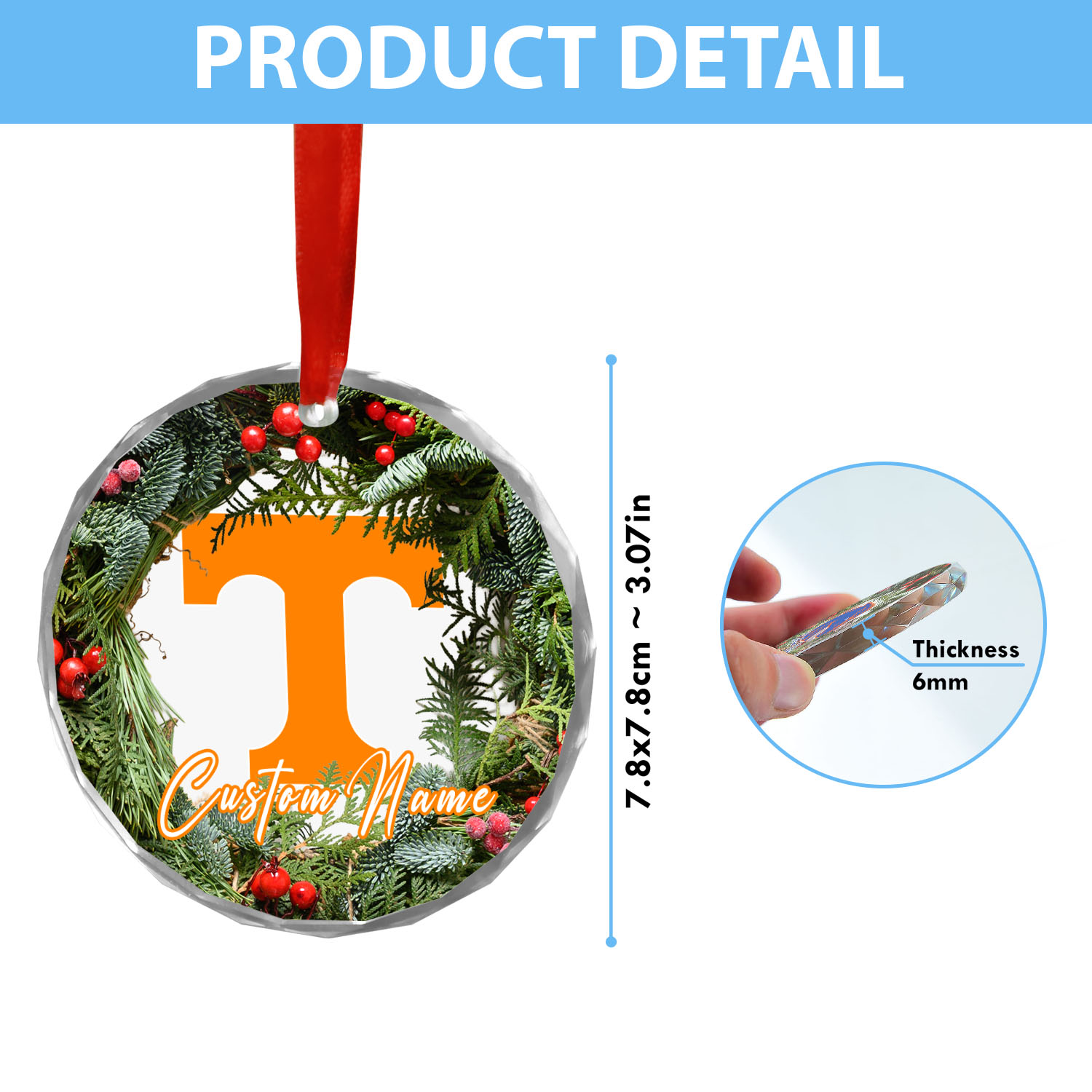 Sportswearmerch Tennessee Volunteers NCAA x Christmas Glass Ornament Gift For Fans