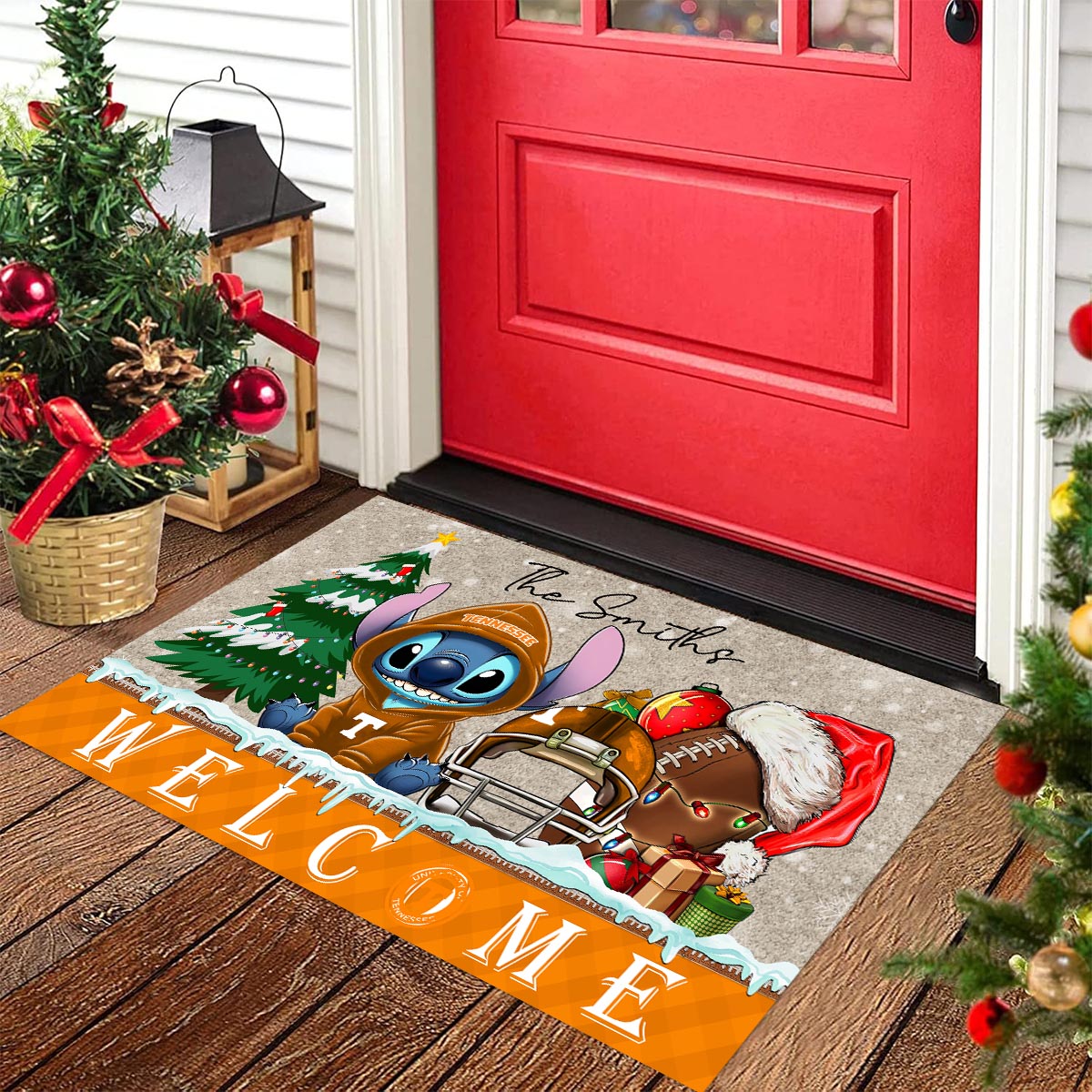 Sportswearmerch Tennessee Volunteers NCAA x Cute Stitch Christmas Doormat For Fan