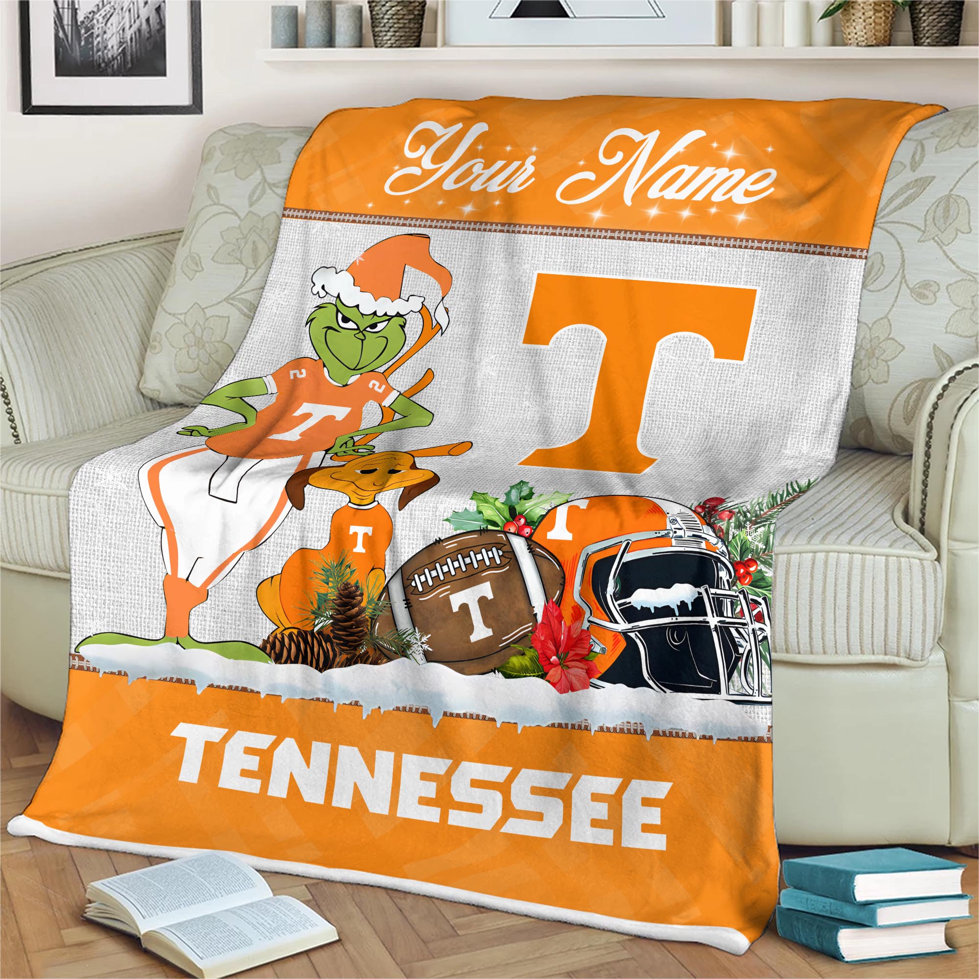 Sportswearmerch Tennessee Volunteers NCAA x Grinch Christmas Fleece Blanket For Fan