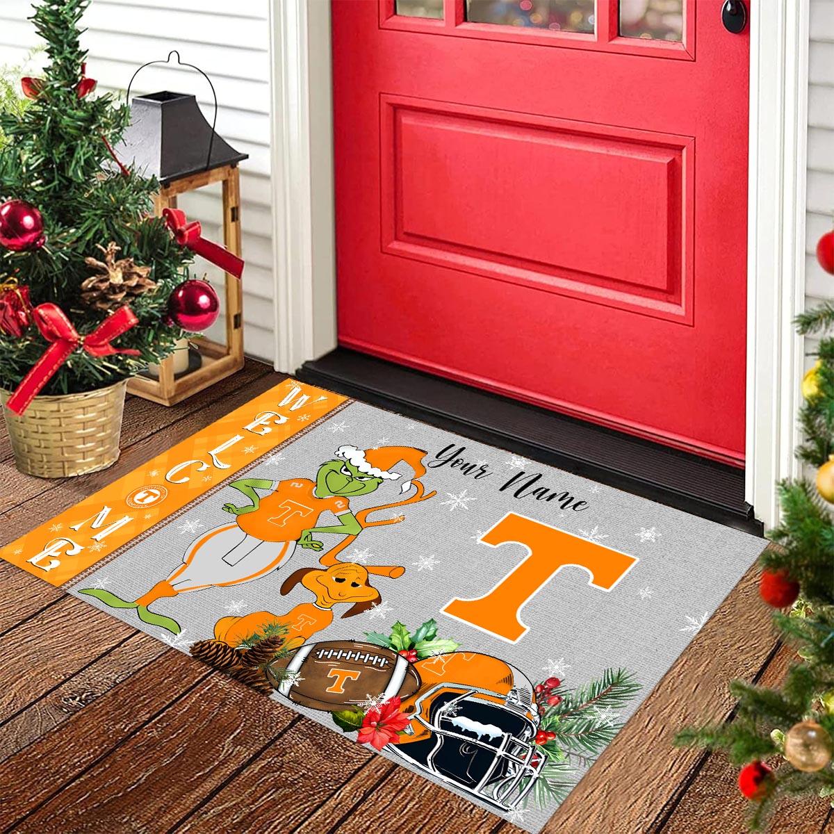 Sportswearmerch Tennessee Volunteers NCAA x Grinch Christmas Welcome Football Doormat For Fan