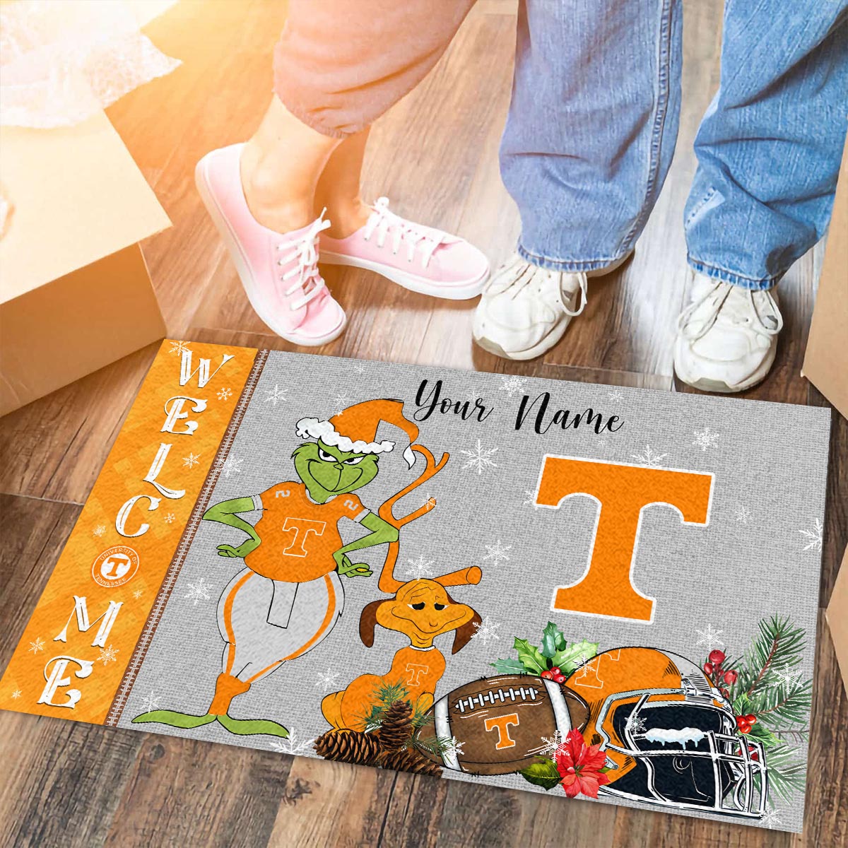 Sportswearmerch Tennessee Volunteers NCAA x Grinch Christmas Welcome Football Doormat For Fan
