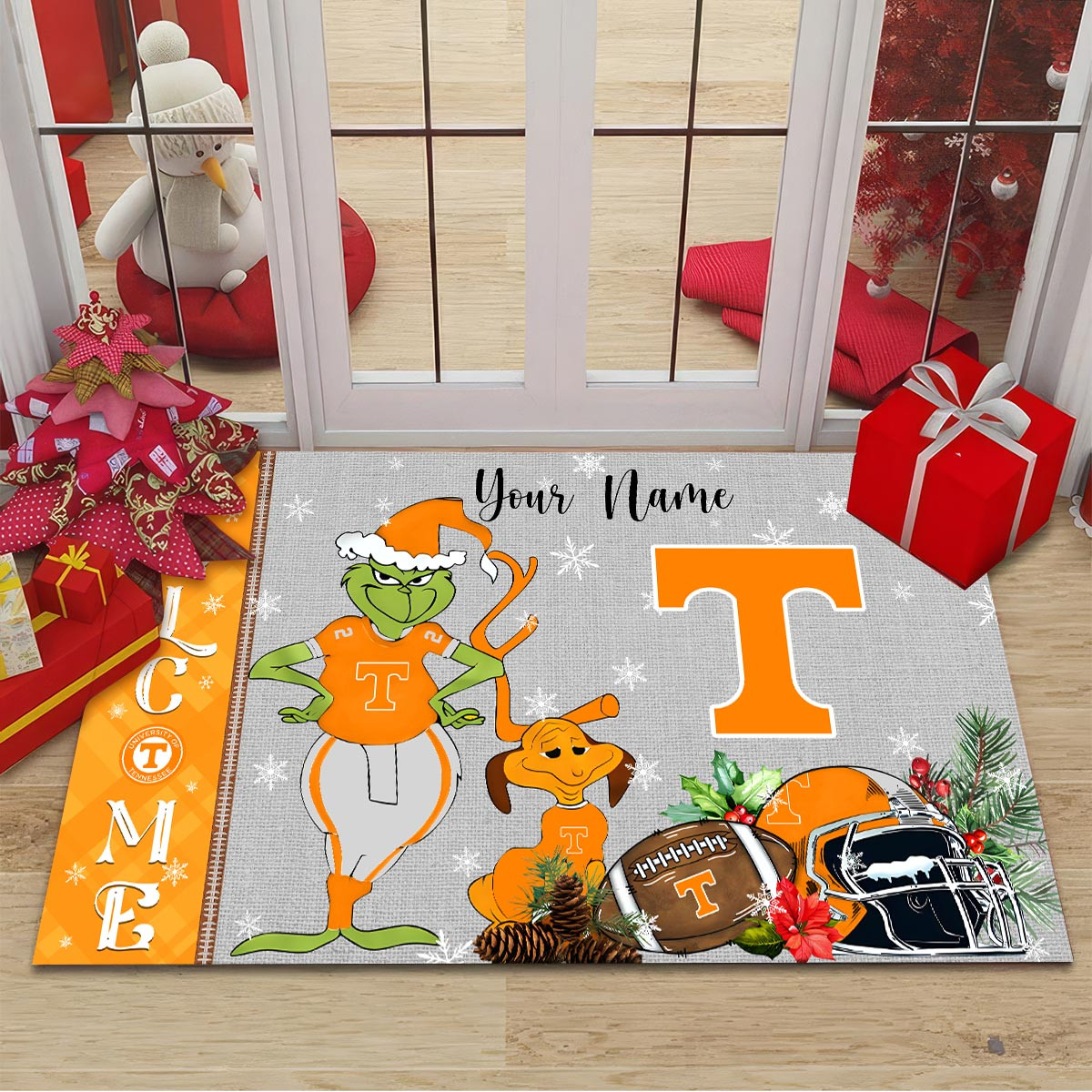 Sportswearmerch Tennessee Volunteers NCAA x Grinch Christmas Welcome Football Doormat For Fan