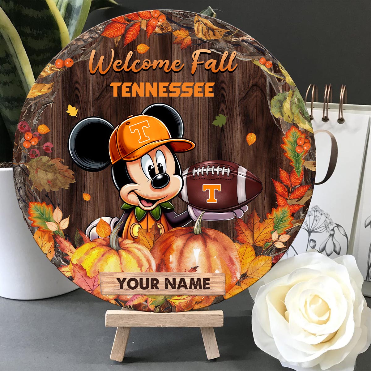 Sportswearmerch Tennessee Volunteers NCAA x Mickey Round Wooden Sign For Fan