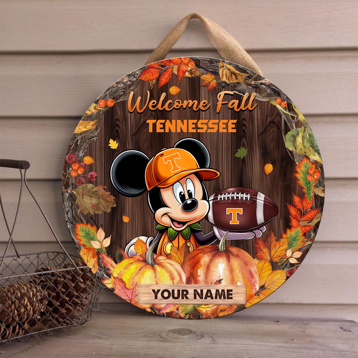 Sportswearmerch Tennessee Volunteers NCAA x Mickey Round Wooden Sign For Fan