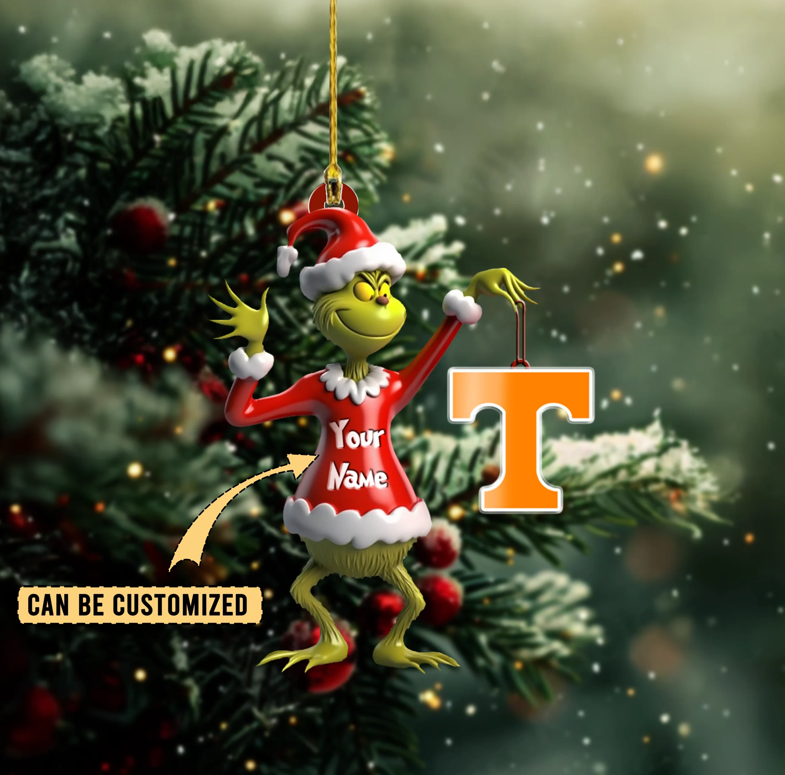 Sportswearmerch Tennessee Volunteers NCAA x The Grinch Acrylic Ornament Gift For Fans