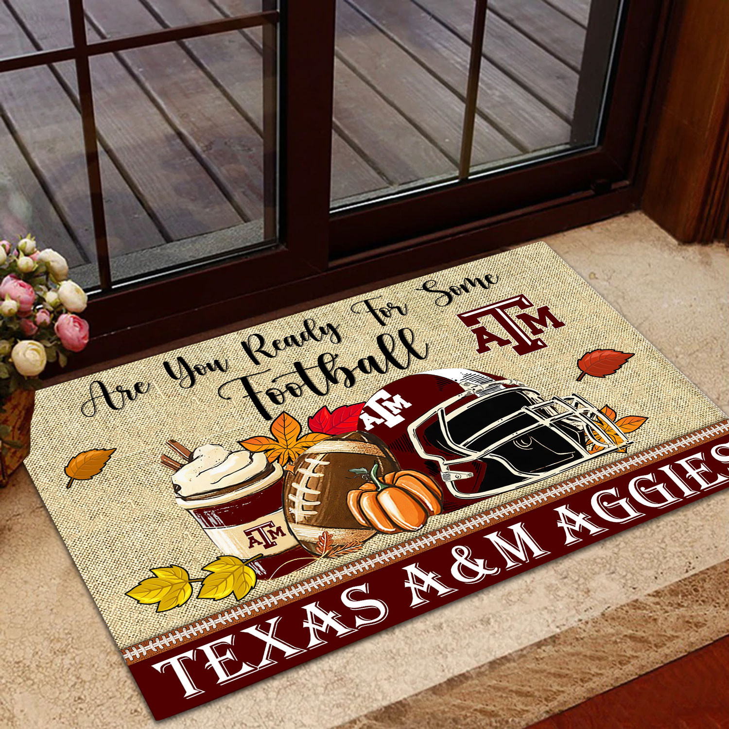 Sportswearmerch Texas A&M Aggies NCAA Fall Football Custom Doormat For Fan