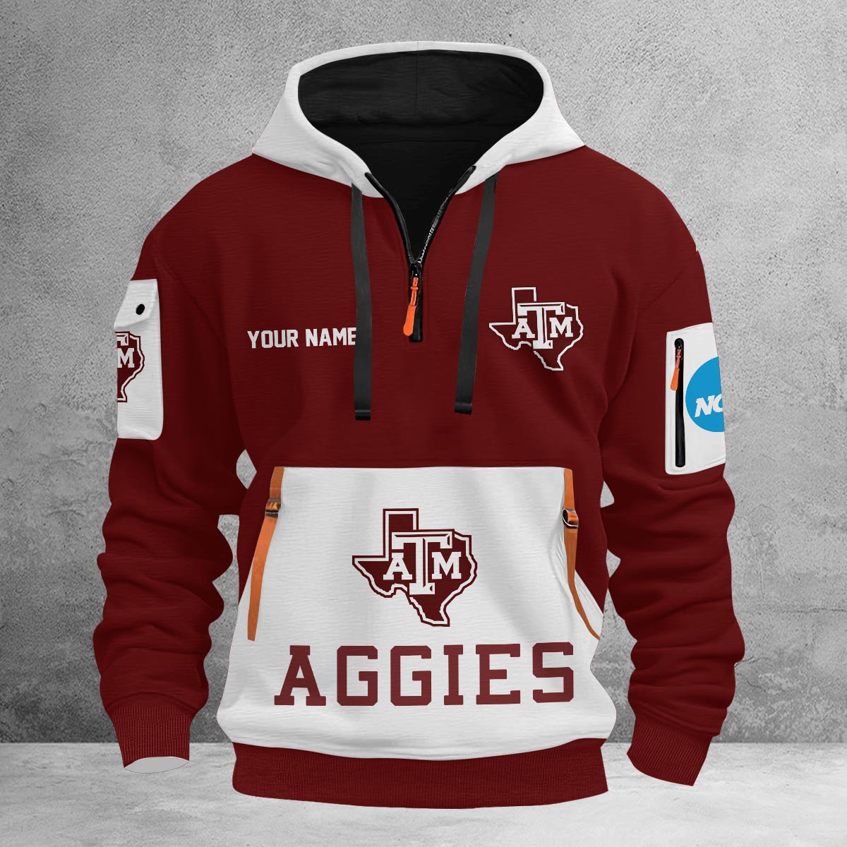 Sportswearmerch Texas A&M Aggies NCAA Half Zip Hoodie Personalized For Fan