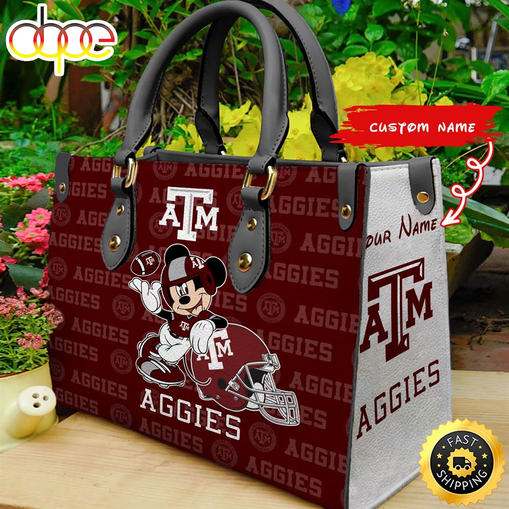 Sportswearmerch Texas A&M Aggies NCAA Mickey Leather Bag For Fan