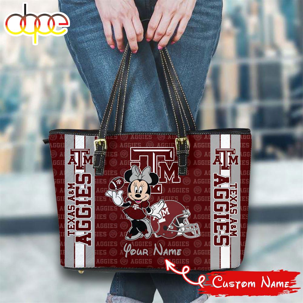 Sportswearmerch Texas A&M Aggies NCAA Minnie Women Leather Tote Bag For Fan