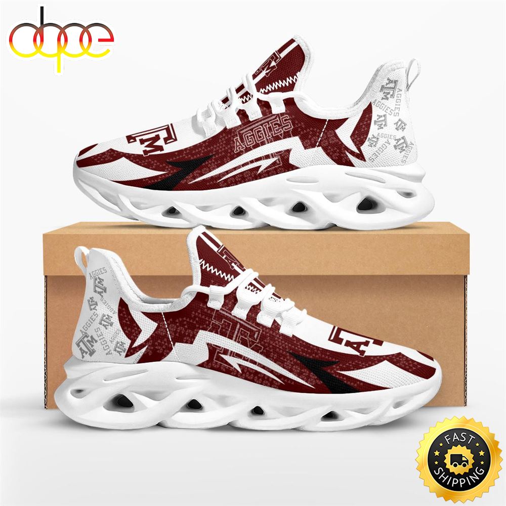 Sportswearmerch Texas A&M Aggies NCAA Symbol Geometric Pattern Max Soul Shoes Sneakers For Men And Women