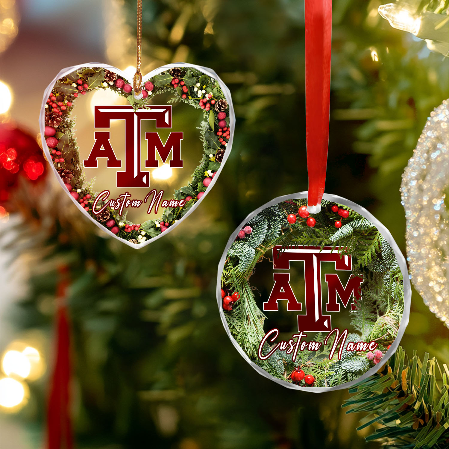 Sportswearmerch Texas A&M Aggies NCAA x Christmas Glass Ornament Gift For Fans