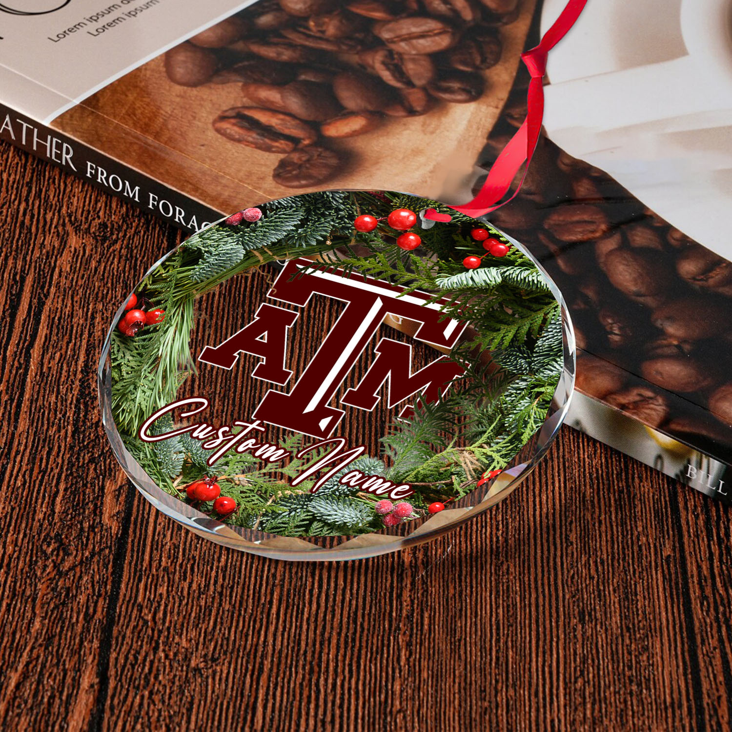 Sportswearmerch Texas A&M Aggies NCAA x Christmas Glass Ornament Gift For Fans