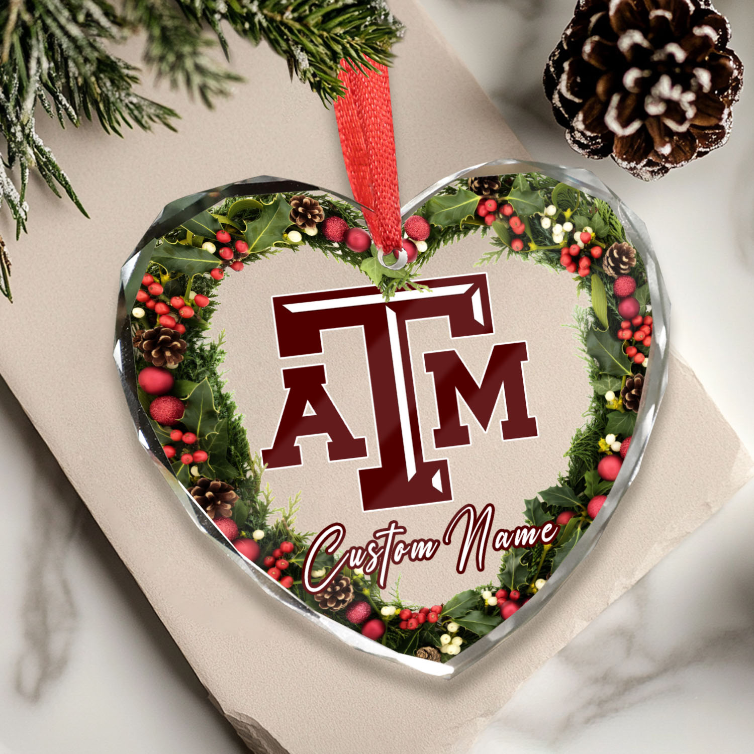 Sportswearmerch Texas A&M Aggies NCAA x Christmas Glass Ornament Gift For Fans
