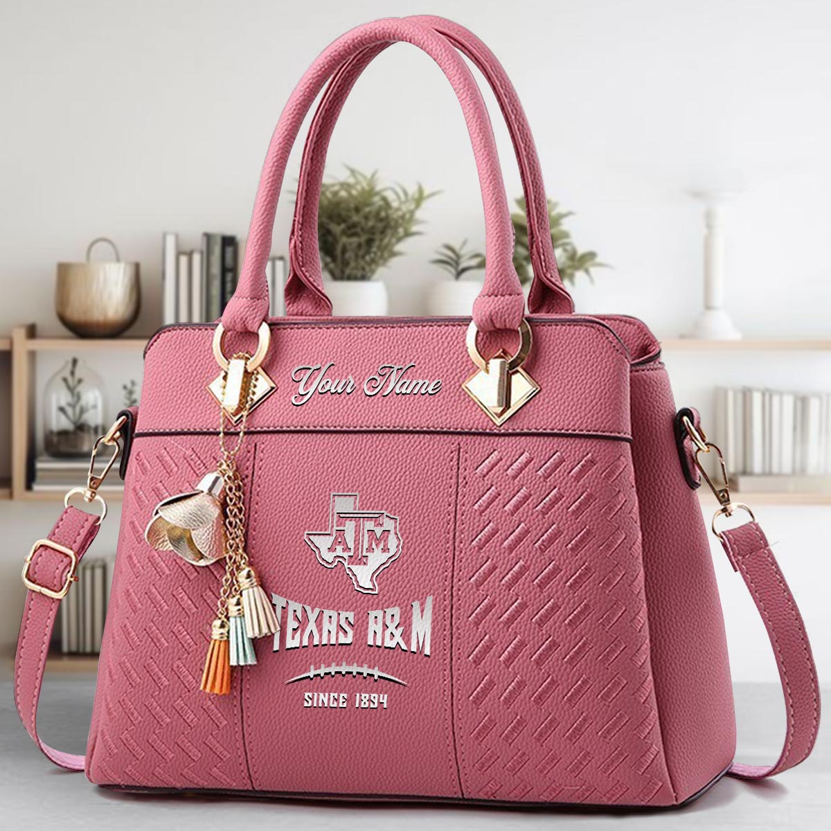 Sportswearmerch Texas A&M Aggies NCAA Zip Leather Handbag For Fan
