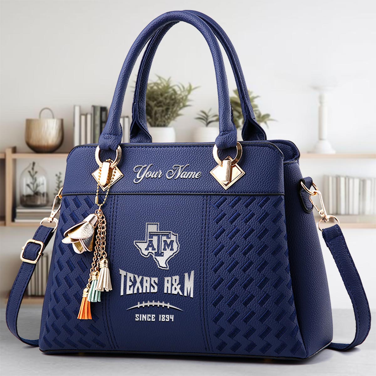 Sportswearmerch Texas A&M Aggies NCAA Zip Leather Handbag For Fan