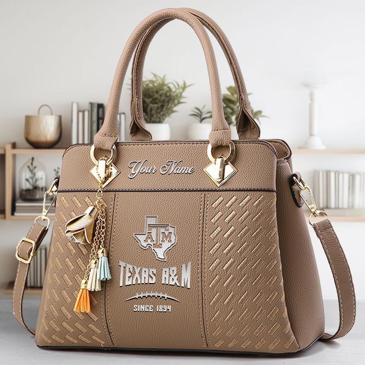 Sportswearmerch Texas A&M Aggies NCAA Zip Leather Handbag For Fan