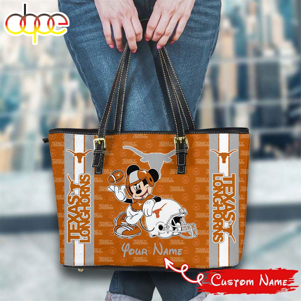 Sportswearmerch Texas Longhorns NCAA Mickey Women Leather Tote Bag For Fan